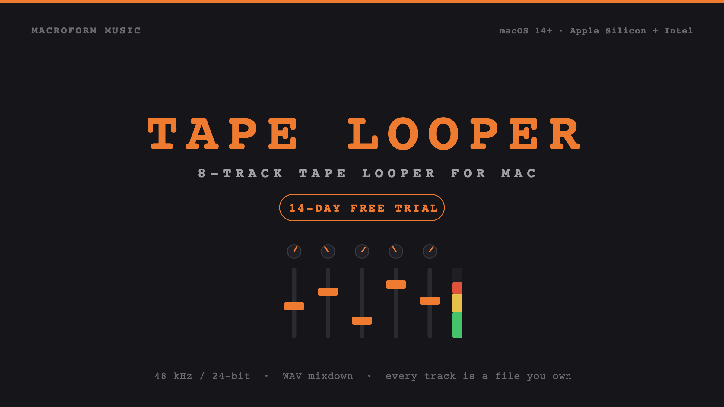 Tape Looper cover artwork: eight-track tape looper for Mac, 14-day free trial.